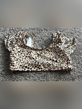 Cat & Jack Girls Leopard Print Bikini Top in Beige, Black, Pink